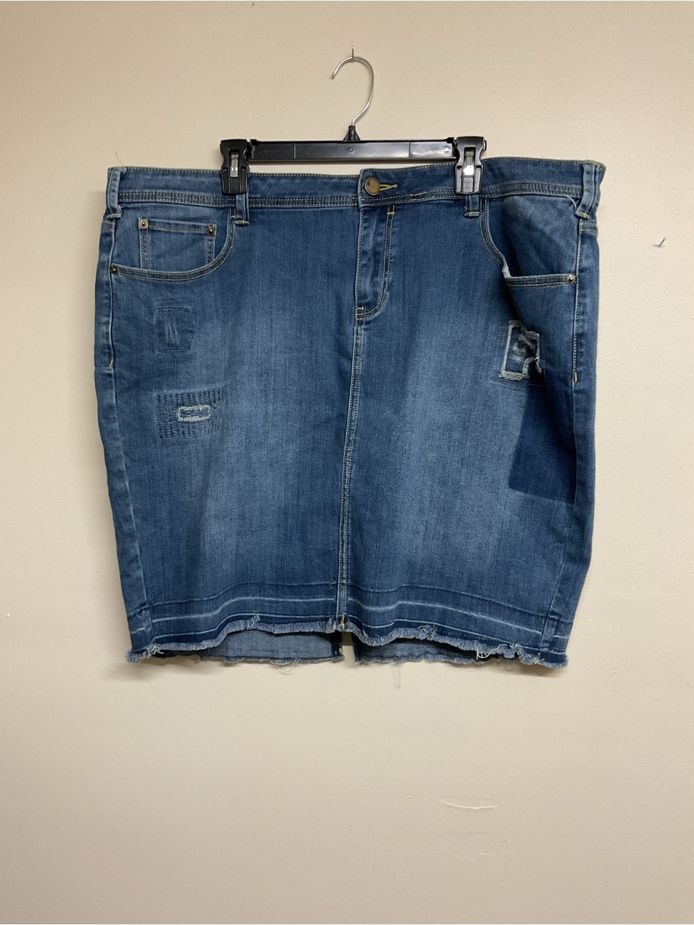 Lane Bryant Blue Denim Mini Skirt with Raw Hem